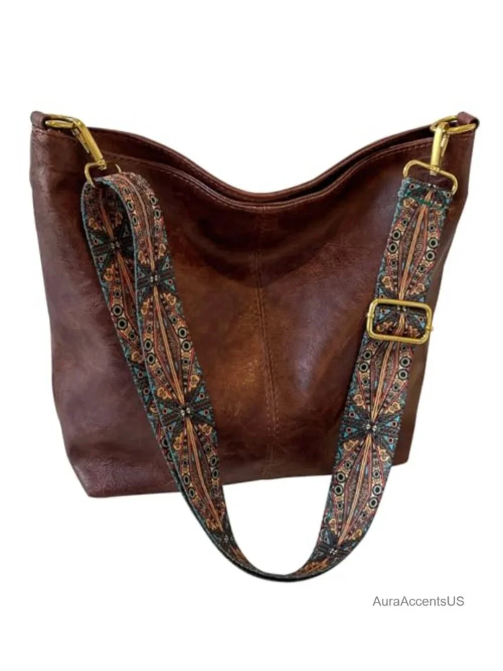 Hobo Crossbody Bag Women Vegan Leather Guitar Strap Purse Shoulder Handbag Boho
